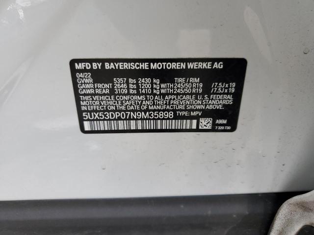 Photo 10 from auction – 2022 BMW X3 XDRIVE3 with VIN 5UX53DP07N9M35898