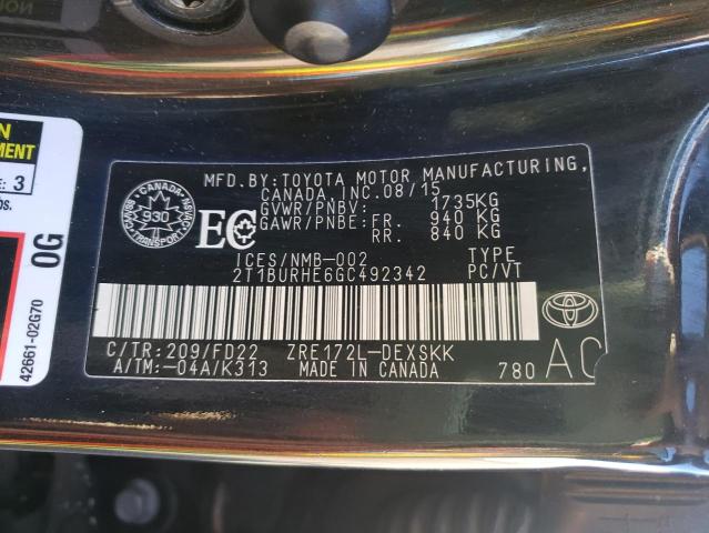 Photo 10 from auction – 2016 TOYOTA COROLLA L with VIN 2T1BURHE6GC492342
