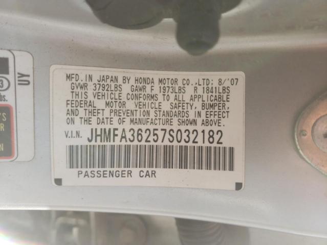 Photo 10 from auction – 2007 HONDA CIVIC HYBR with VIN JHMFA36257S032182