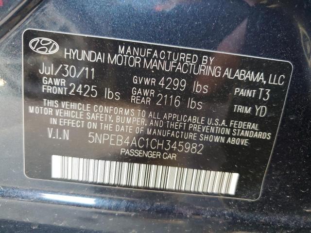Photo 10 from auction – 2012 HYUNDAI SONATA GLS with VIN 5NPEB4AC1CH345982
