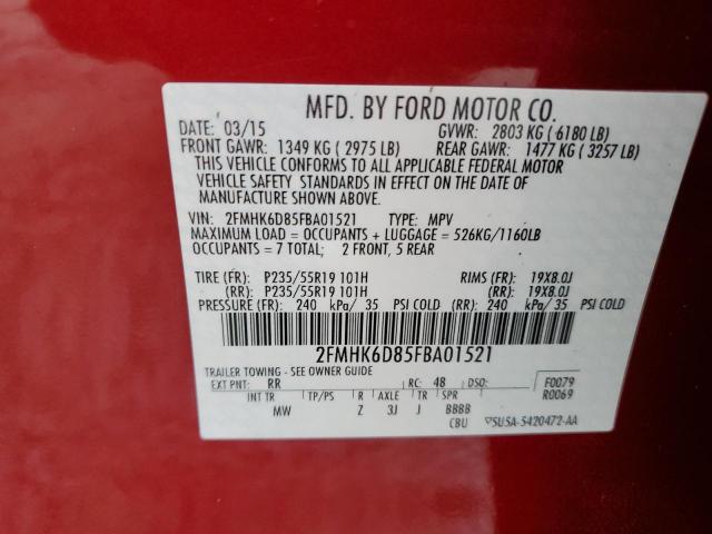 Photo 10 from auction – 2015 FORD FLEX LIMIT with VIN 2FMHK6D85FBA01521