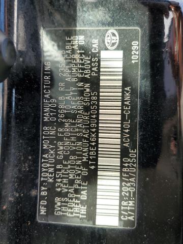 Photo 10 from auction – 2009 TOYOTA CAMRY BASE with VIN 4T1BE46K49U405385