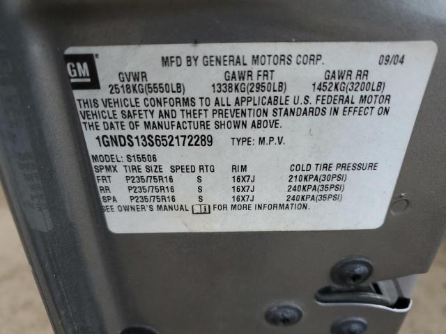 Photo 10 from auction – 2005 CHEVROLET TRAILBLAZE with VIN 1GNDS13S652172289