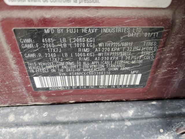 Photo 10 from auction – 2011 SUBARU OUTBACK 2. with VIN 4S4BRCKC6B3388310