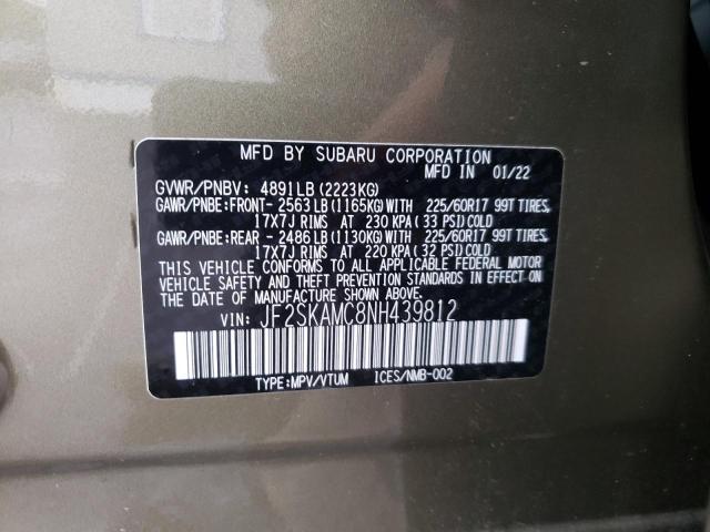 Photo 10 from auction – 2022 SUBARU FORESTER W with VIN JF2SKAMC8NH439812