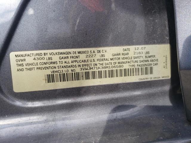 Photo 10 from auction – 2008 VOLKSWAGEN JETTA S with VIN 3VWJM71K38M106580