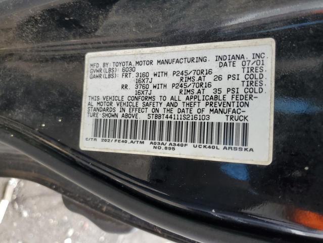 Photo 10 from auction – 2001 TOYOTA TUNDRA ACC with VIN 5TBBT44111S216103