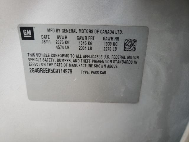 Photo 10 from auction – 2012 BUICK REGAL with VIN 2G4GR5EK5C9114979