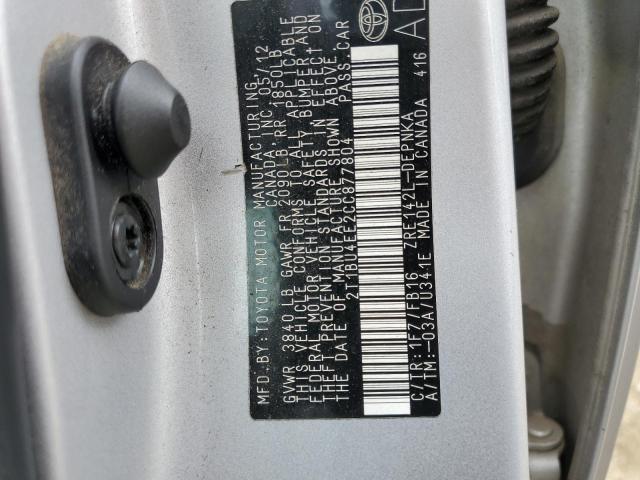 Photo 10 from auction – 2012 TOYOTA COROLLA with VIN 2T1BU4EE2CC877804