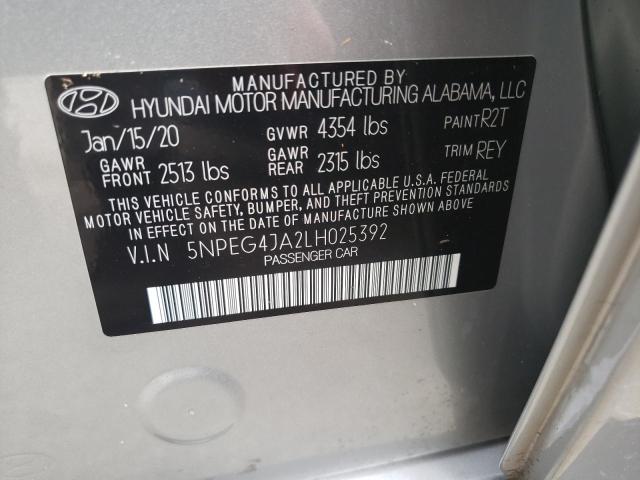 Photo 10 from auction – 2020 HYUNDAI SONATA SE with VIN 5NPEG4JA2LH025392