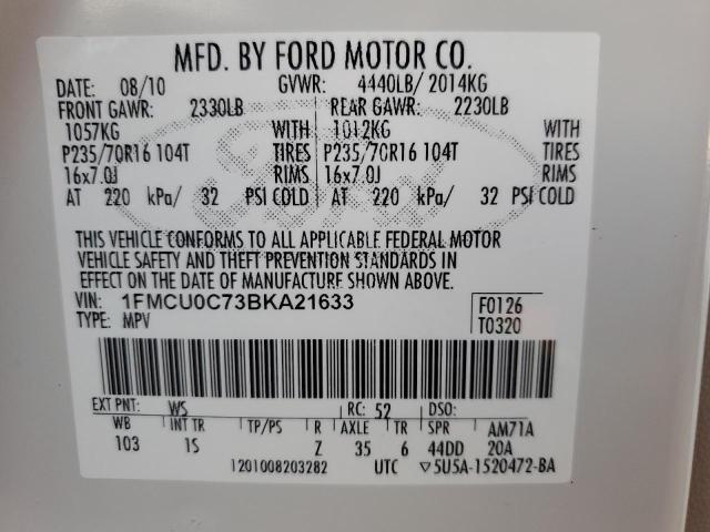Photo 10 from auction – 2011 FORD ESCAPE XLS with VIN 1FMCU0C73BKA21633