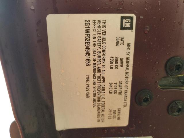 Photo 10 from auction – 2004 CHEVROLET IMPALA with VIN 2G1WF52E949451656