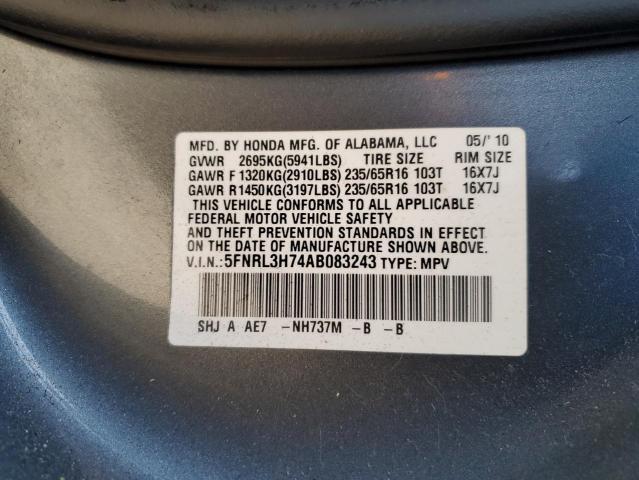 Photo 10 from auction – 2010 HONDA ODYSSEY EX with VIN 5FNRL3H74AB083243
