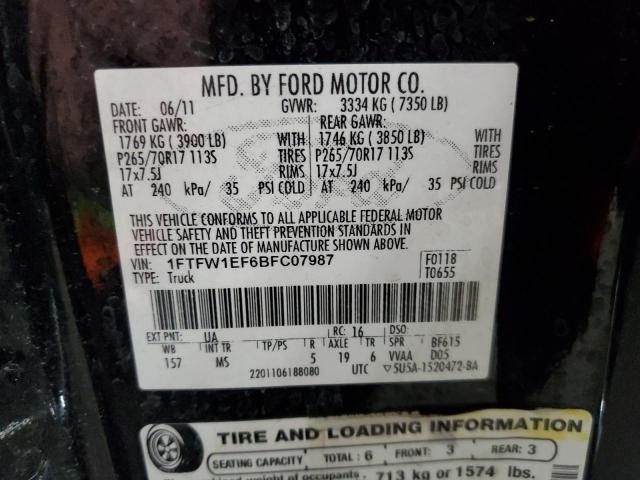Photo 10 from auction – 2011 FORD F150 SUPER with VIN 1FTFW1EF6BFC07987
