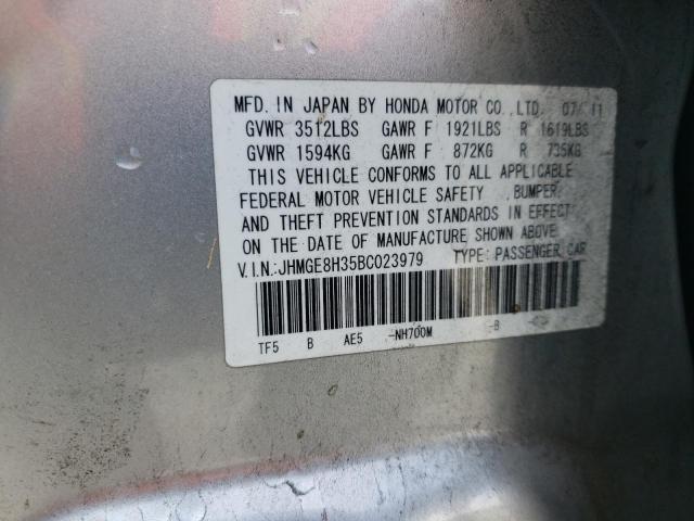 Photo 10 from auction – 2011 HONDA FIT with VIN JHMGE8H35BC023979