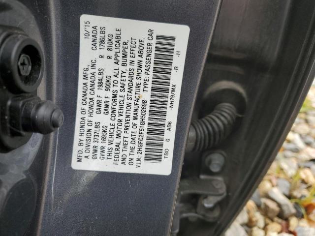 Photo 10 from auction – 2016 HONDA CIVIC LX with VIN 2HGFC2F51GH502698