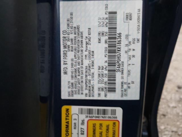 Photo 10 from auction – 2019 FORD FUSION SE with VIN 3FA6P0HD7KR186366