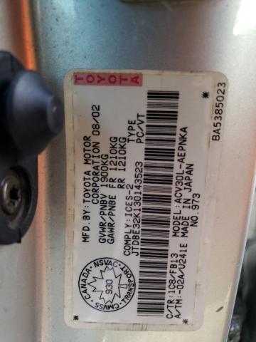 Photo 10 from auction – 2003 TOYOTA CAMRY LE with VIN JTDBE32K130143523