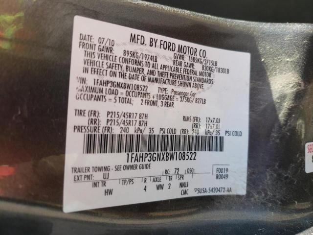 Photo 10 from auction – 2011 FORD FOCUS SES with VIN 1FAHP3GNXBW108522