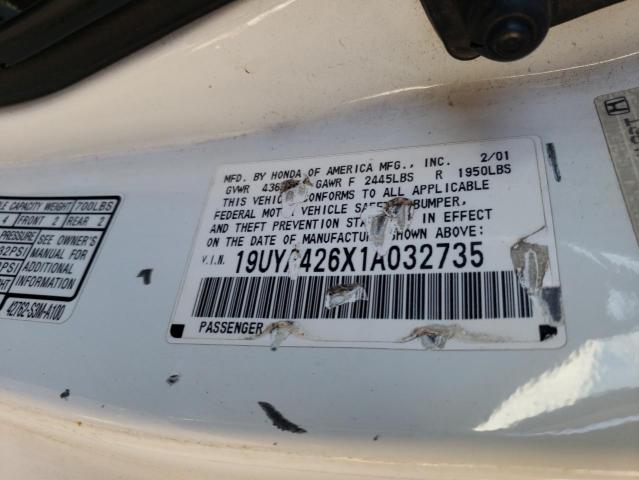 Photo 10 from auction – 2001 ACURA CL with VIN 19UYA426X1A032735