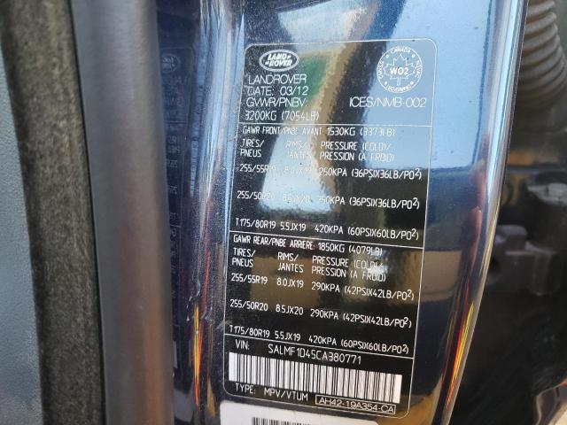 Photo 10 from auction – 2012 LAND ROVER RANGE ROVE with VIN SALMF1D45CA380771