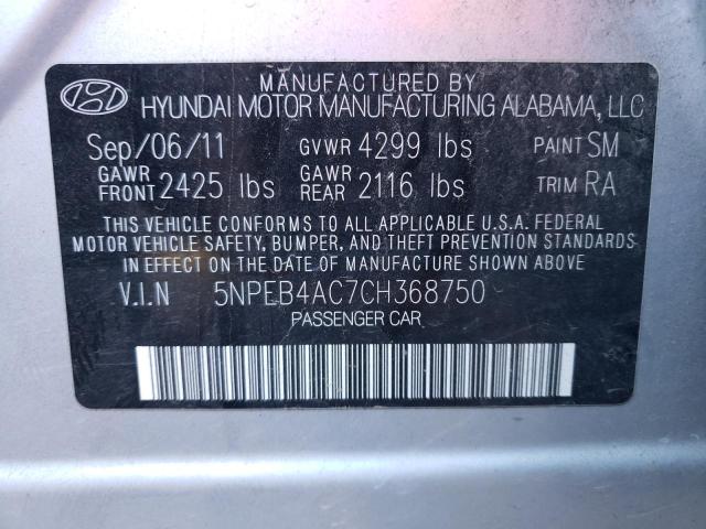 Photo 10 from auction – 2012 HYUNDAI SONATA GLS with VIN 5NPEB4AC7CH368750