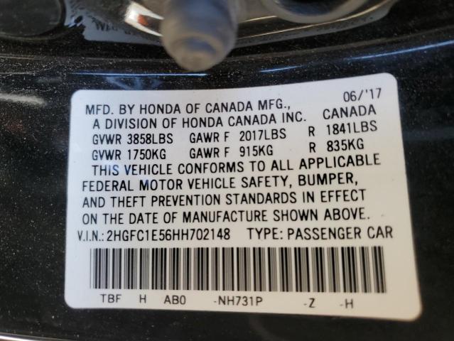 Photo 10 from auction – 2017 HONDA CIVIC SI with VIN 2HGFC1E56HH702148