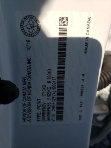 Photo 10 from auction – 2020 HONDA CIVIC EX with VIN 2HGFC2F74LH002417
