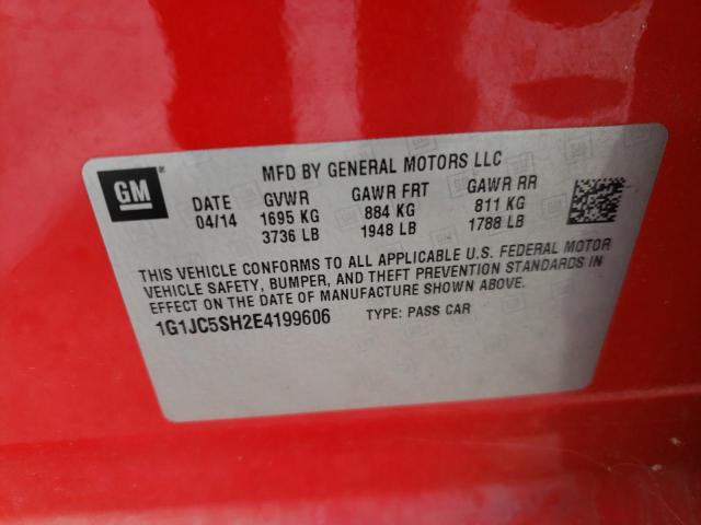 Photo 10 from auction – 2014 CHEVROLET SONIC LT with VIN 1G1JC5SH2E4199606