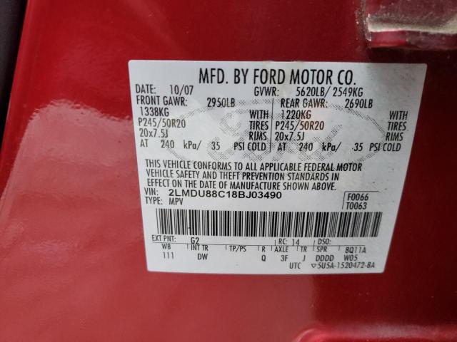 Photo 10 from auction – 2008 LINCOLN MKX with VIN 2LMDU88C18BJ03490