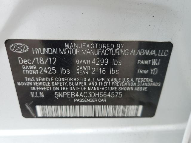 Photo 10 from auction – 2013 HYUNDAI SONATA GLS with VIN 5NPEB4AC3DH664575