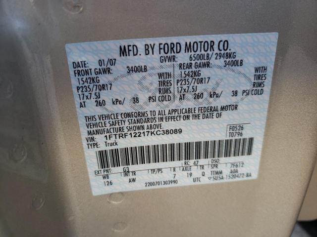 Photo 10 from auction – 2007 FORD F150 with VIN 1FTRF12217KC38089
