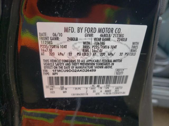 Photo 10 from auction – 2010 FORD ESCAPE XLT with VIN 1FMCU9DG2AKD26459