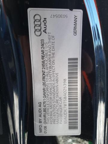 Photo 10 from auction – 2008 AUDI A5 QUATTRO with VIN WAUDK78T58A025398