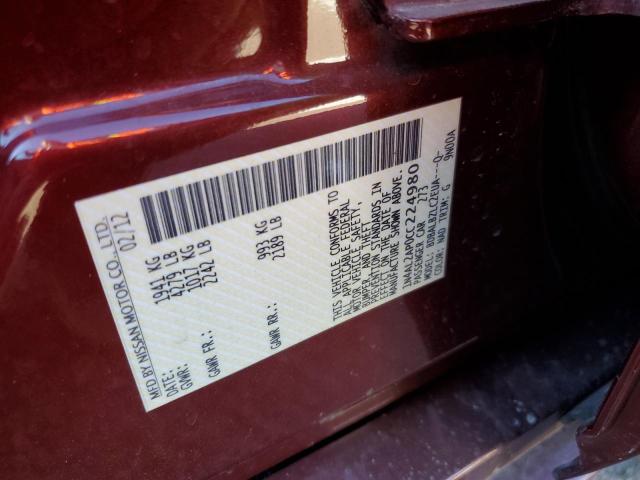 Photo 10 from auction – 2012 NISSAN ALTIMA BAS with VIN 1N4AL2AP0CC224980