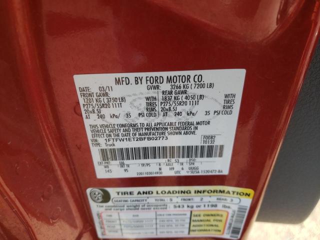 Photo 10 from auction – 2011 FORD F150 SUPER with VIN 1FTFW1ET2BFB02773
