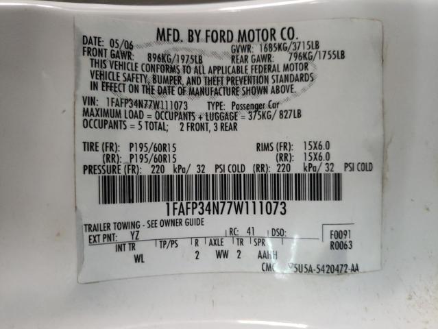 Photo 10 from auction – 2007 FORD FOCUS ZX4 with VIN 1FAFP34N77W111073