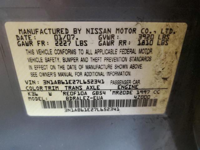 Photo 10 from auction – 2007 NISSAN SENTRA 2.0 with VIN 3N1AB61E27L652341
