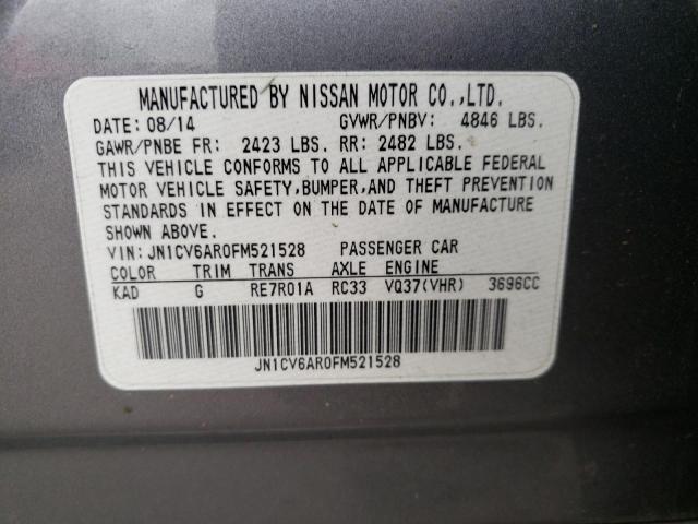 Photo 10 from auction – 2015 INFINITI Q40 with VIN JN1CV6AR0FM521528