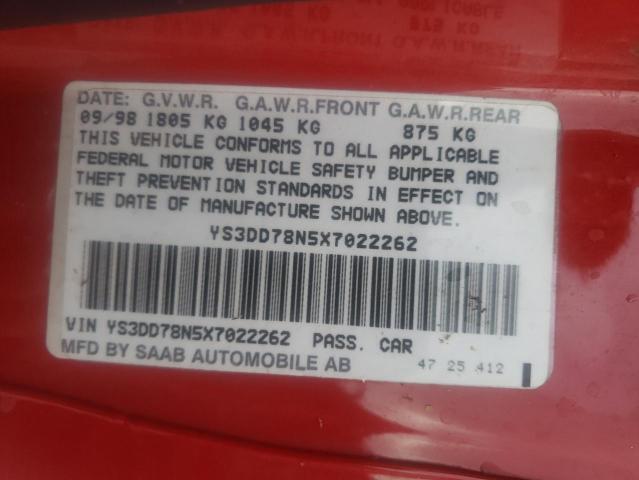 Photo 10 from auction – 1999 SAAB 9-3 S with VIN YS3DD78N5X7022262