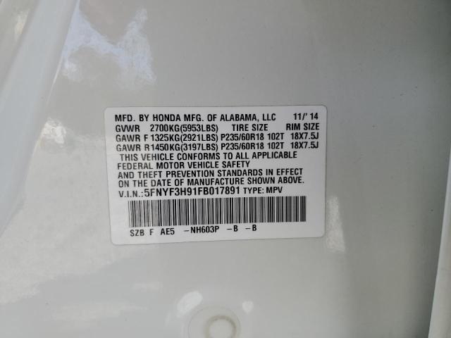 Photo 10 from auction – 2015 HONDA PILOT TOUR with VIN 5FNYF3H91FB017891
