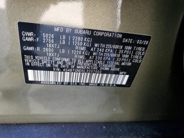 Photo 10 from auction – 2020 SUBARU OUTBACK LI with VIN 4S4BTGND5L3207003