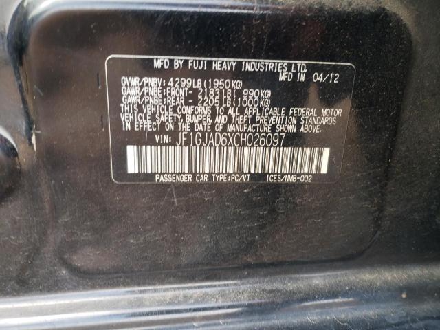 Photo 10 from auction – 2012 SUBARU IMPREZA PR with VIN JF1GJAD6XCH026097