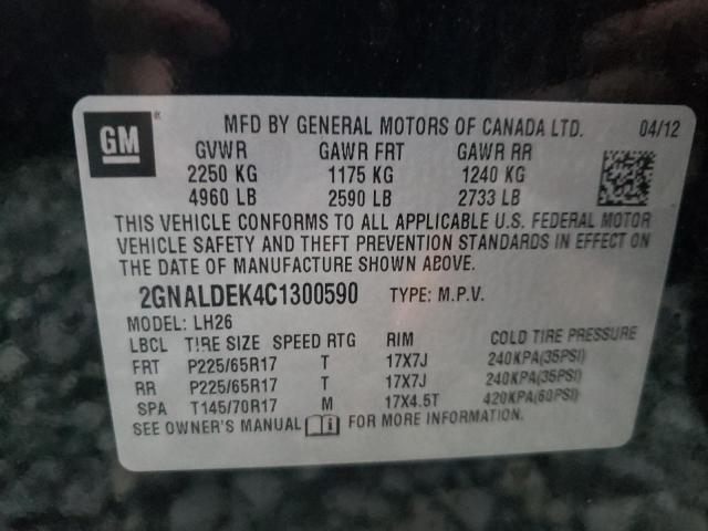 Photo 10 from auction – 2012 CHEVROLET EQUINOX LT with VIN 2GNALDEK4C1300590