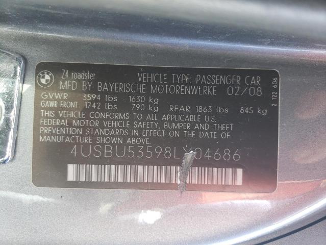 Photo 10 from auction – 2008 BMW Z4 3.0SI with VIN 4USBU53598LX04686