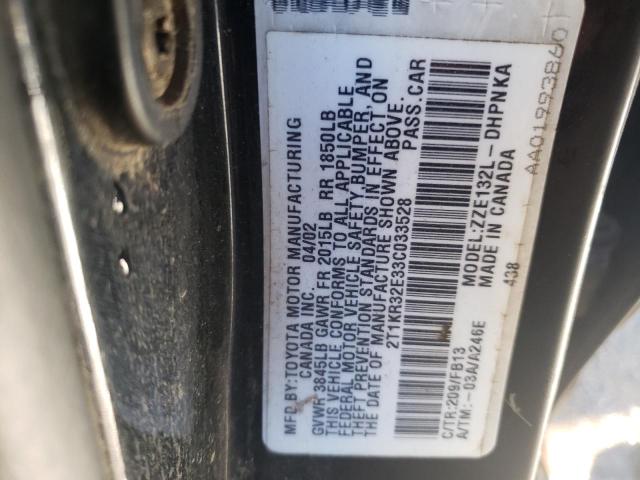 Photo 10 from auction – 2003 TOYOTA COROLLA MA with VIN 2T1KR32E33C033528