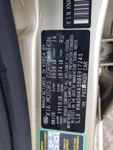 Photo 10 from auction – 2011 KIA RIO BASE with VIN KNADH4A38B6917243