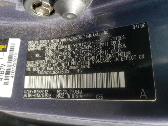 Photo 10 from auction – 2006 TOYOTA SIENNA CE with VIN 5TDZA23CX6S445003