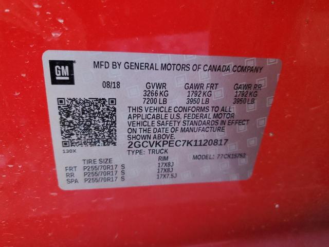 Photo 10 from auction – 2019 CHEVROLET SILVERADO with VIN 2GCVKPEC7K1120817