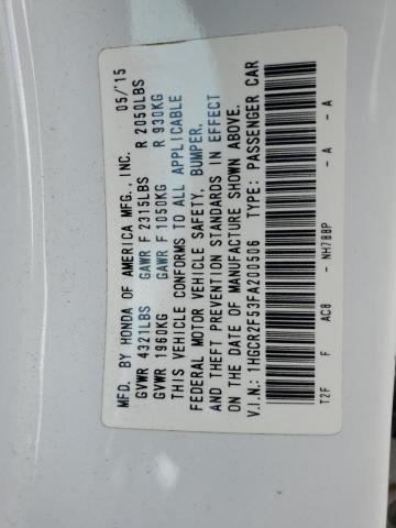 Photo 10 from auction – 2015 HONDA ACCORD SPO with VIN 1HGCR2F53FA200506
